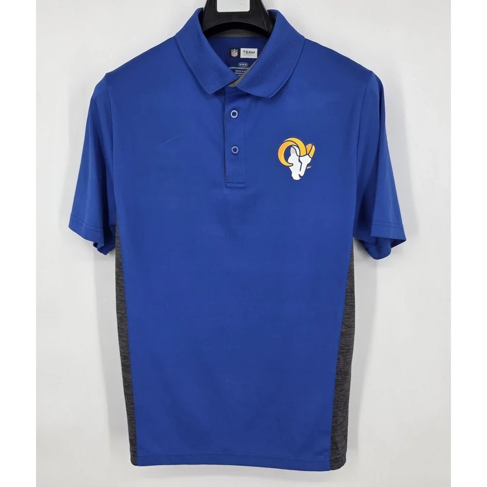 Los Angeles Rams Polo Shirt Men's Medium Blue NFL Team Apparel Short Sleeve